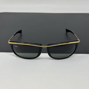 1970's VINTAGE B&L RAY BAN L1000 GOLD/BLACK G15 UV OLYMPIAN WRAP SUNGLASSES